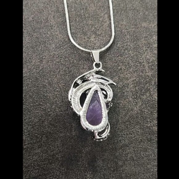 Amethyst Crystal Dragon Necklace - Picture 2 of 2